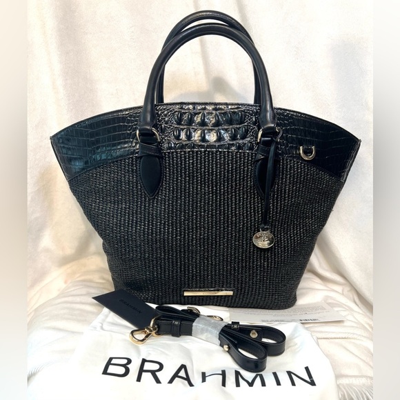 🖤BRAHMIN, GORGEOUS “JEANNE” BLACK BELHAVEN GENUINE LEATHER TOTE🖤NWT🖤 - Picture 8 of 17